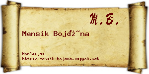 Mensik Bojána névjegykártya